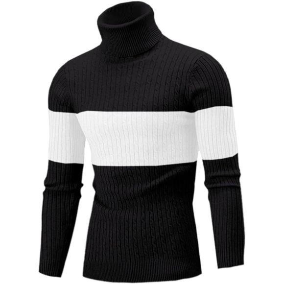 Men's Casual Slim Fit Turtleneck Pullover Sweaters Tops with Twist - Picture 1 of 6